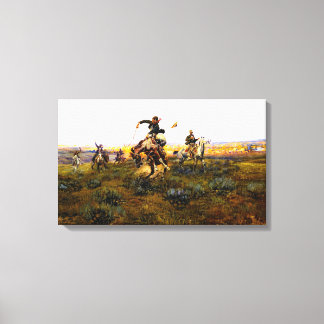 Een slechte van Charles M. Russell Canvas Afdruk