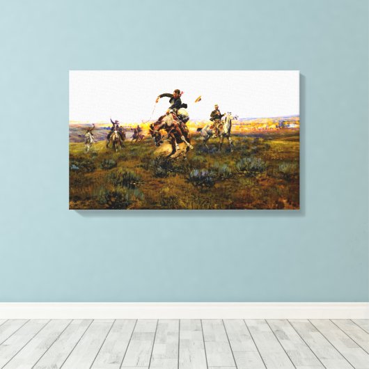 Een slechte van Charles M. Russell Canvas Afdruk (Insitu (Houten vloer))