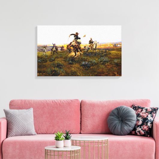 Een slechte van Charles M. Russell Canvas Afdruk (Insitu (Woonkamer))