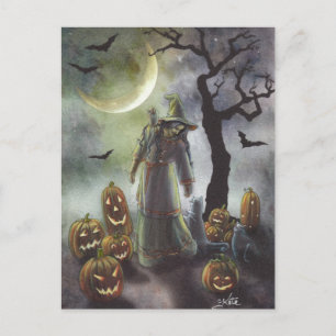 Een slechte wandeling bij Halloween. Briefkaart