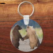 Een sleutelketen van twee beren die handen vasthou sleutelhanger (Voorkant)