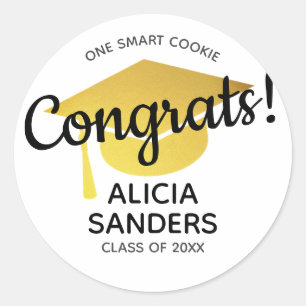 Eén Slimme Cookie Gefeliciteerd met de Afgestudeer Ronde Sticker