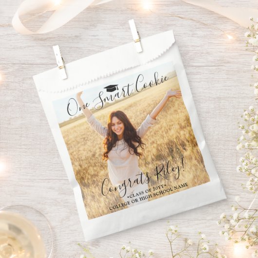 Eén Smart Cookie Elegant Script Simple Photo Fundi Bedankzakje (Geknipt)