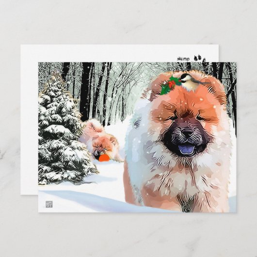 Een SNEEUWDAG Chow vakantie ansichtkaart Feestdagenkaart (Voorkant / Achterkant)
