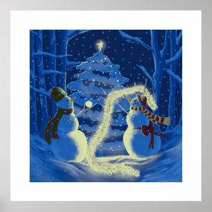 Een Sneeuwman Kerst Poster