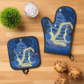 Een Sneeuwman Kerstmis Ovenwant & Pannenlap Set