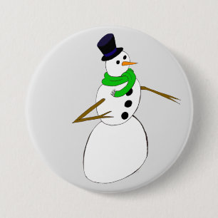 een sneeuwman ronde button 7,6 cm