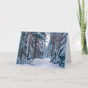 Een sneeuwpad in het bos, de winter kaart