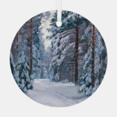 Een sneeuwpad in het bos glas ornament (Achterkant)