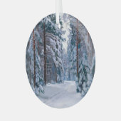 Een sneeuwpad in het bos glas ornament (Voorkant links)