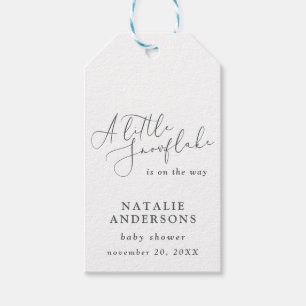 Een sneeuwvlokje winterfeest baby shower cadeaulabel