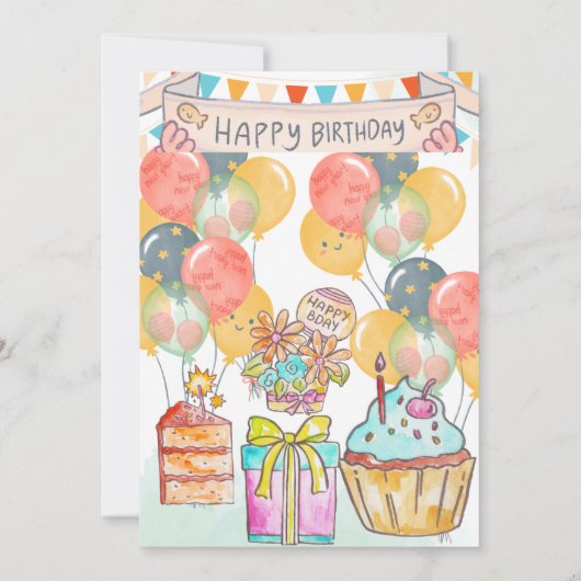 Een Snoep-gekleurde verjaardagsviering uitnodiging (Achterkant)