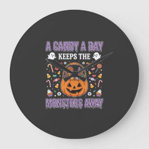 Een Snoepje Per Dag Halloween T-shirt Ontwerp Grote Klok