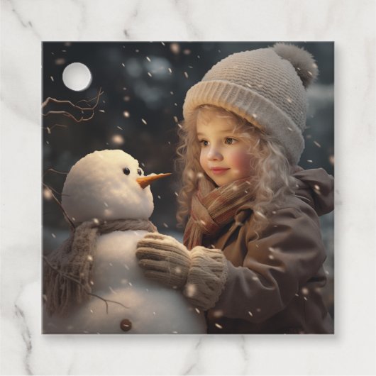 Een Snowman bouwen Bedankjes Labels (Voorkant)