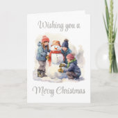 Een Snowman Christmas-Kaart bouwen Feestdagen Kaart (Voorkant)