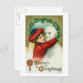 Een snowman-scène met een prettige kerst feestdagenkaart (Voorkant / Achterkant)