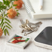 Een snowman-scène met een prettige kerst sleutelhanger (Zijkant)