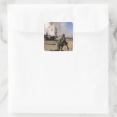 Een soldaat reageert op een gecontroleerde explos vierkante sticker (Tas)