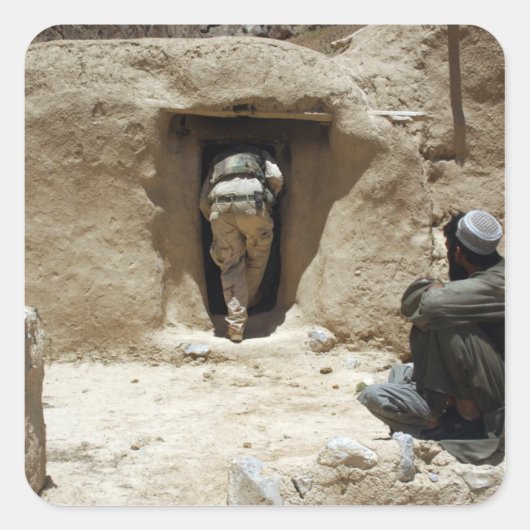 Een soldaat van de Nationale Garde Vierkante Sticker (Voorkant)