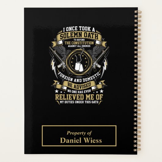 Een Solemn Oath U.S. Planner (Achterkant)