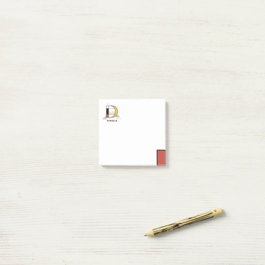Een soort modern kunstmonogram. Brief D Post-it® Notes (Op bureau)