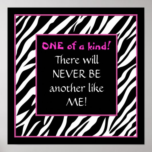 Een soort warm roze zebra poster (Voorkant)