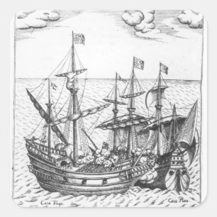 Een Spaans Treasure Ship Vierkante Sticker