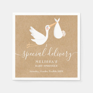 Een speciale bezorging Ooievaar Baby Shower / Spri Servet