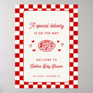 Een speciale bezorging Pizza Baby Shower Welkom Poster