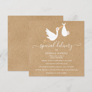 Een speciale levering Ooievaar Baby shower / Sprin Kaart