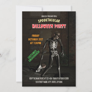 Een spectaculair Halloween feest. Grappige skelett Kaart