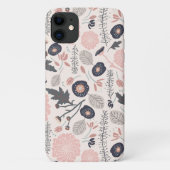 Een speelgoedgesleepte bloemen grijze roze zwart Case-Mate iPhone case (Achterkant)