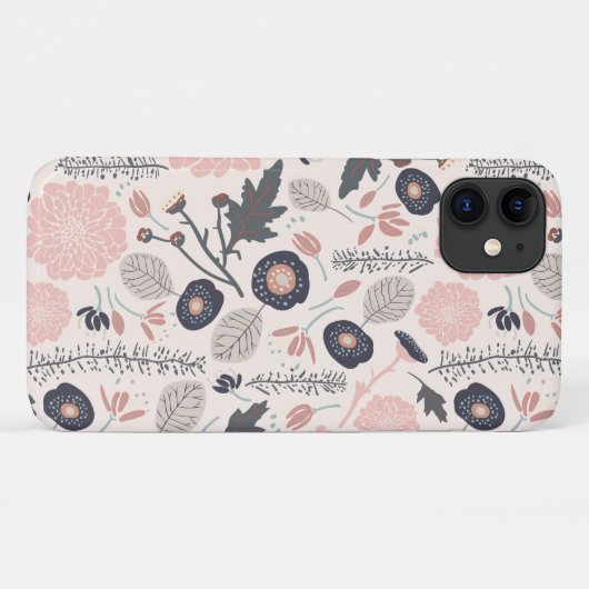 Een speelgoedgesleepte bloemen grijze roze zwart Case-Mate iPhone case (Achterkant (horizontaal))