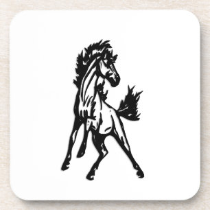 Een speelse springende paard in het wild bier onderzetter