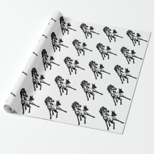 Een speelse springende paard in het wild cadeaupapier