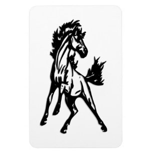 Een speelse springende paard in het wild magneet