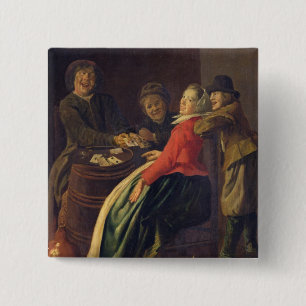 Een spel kaarten vierkante button 5,1 cm