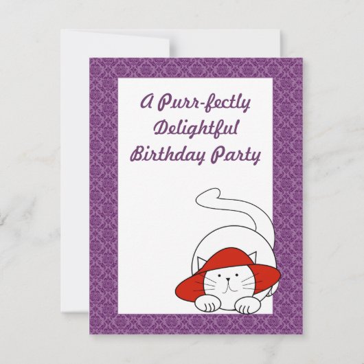 Een Spinnend en heerlijk uitnodigingsverjaardagsfe Kaart (Achterkant)