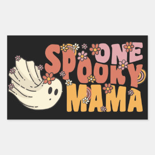 Een spoky mama Groovy Ghost met bloemen Rechthoekige Sticker