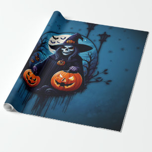 Een spookachtige Halloween scene Cadeaupapier