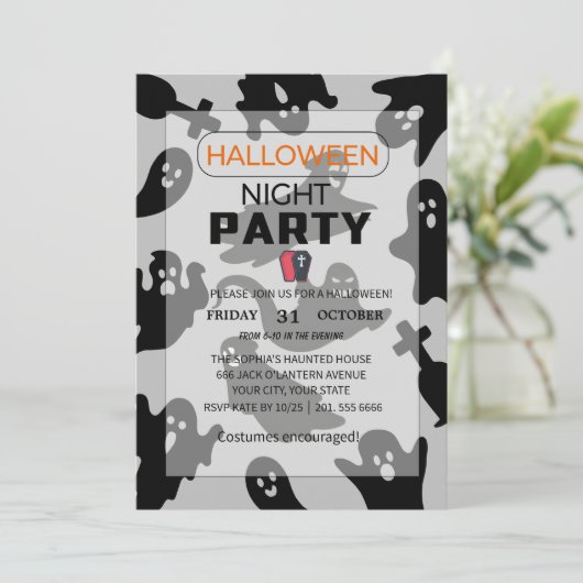 Een spookachtige nacht met geesten - Halloween-uit Kaart (Staand voorkant)