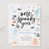 Eén spookjaar Cute Halloween Ghost 1e verjaardag Kaart (Voorkant)