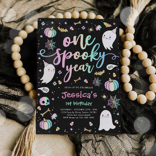 Eén spookjaar Cute Halloween Ghost 1e verjaardag Kaart