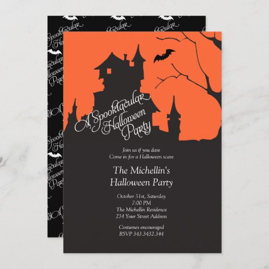 Een spooktacular Halloween Party Kaart (Voorkant / Achterkant)