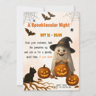 Een Spooktastische Nacht | Geest en Pompoen Hallow Kaart