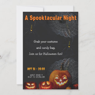 Een Spooktastische Nacht Pompoenen & Spin Hallow Kaart