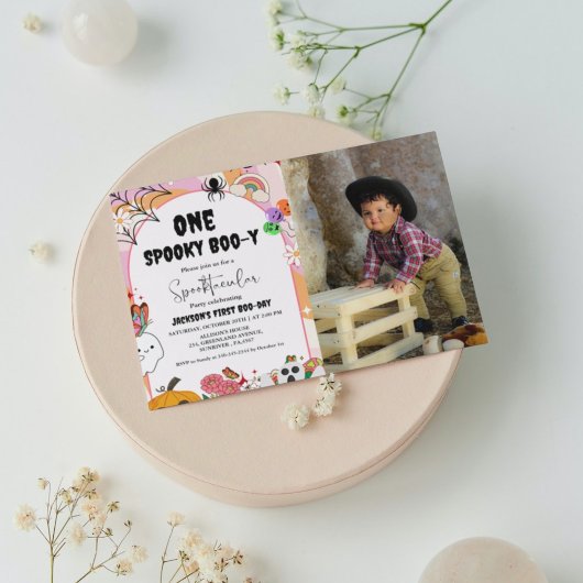 Een spooky Boo-y Ghost halloween groovy verjaardag Kaart