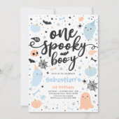 Een Spooky Boo-y Leuke Halloween Ghost 1e Verjaard Kaart (Voorkant)