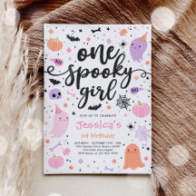 Eén Spooky Girl Cute Halloween Ghost 1e verjaardag