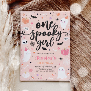 Eén Spooky Girl Cute Halloween Ghost 1e verjaardag Kaart